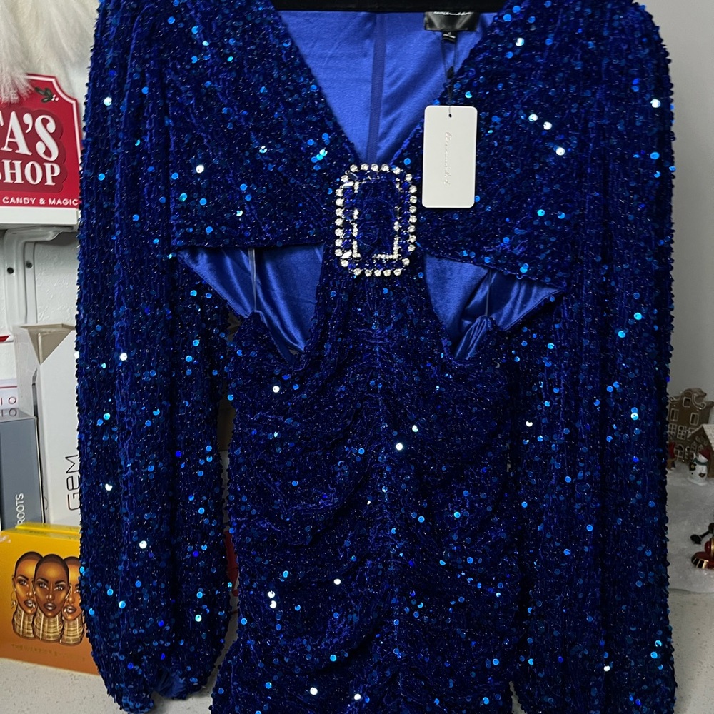 Line & Dot Blue Sequin Maxi Dress !!!!